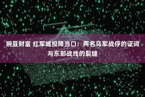 豌豆财富 红军城投降当口：两名乌军战俘的证词与东部战线的裂缝